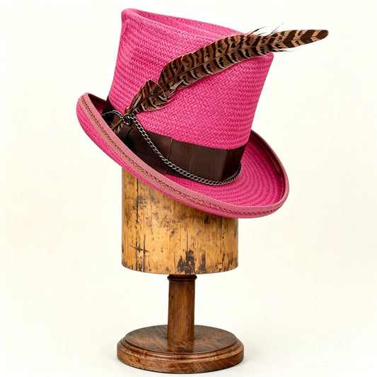 Fuchsia Straw Top Hat – Elegant Summer Top Hat
