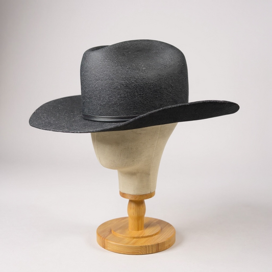 Noir Western Hat Edition – Elegant Black Cowboy Hat – handmade felt cowboy hat, detail view 3 | Pokijomba Hats