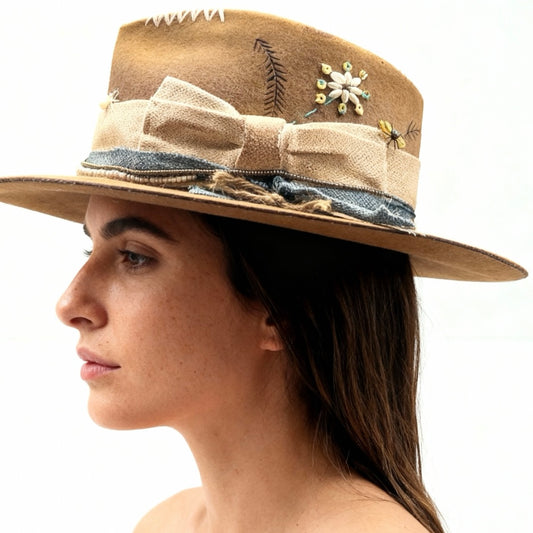 Cafe latte – Wool Felt Fedora Hat | Boho Style – handmade wool felt fedora hat by artisan Ruby Cantero | Pokijomba Hats