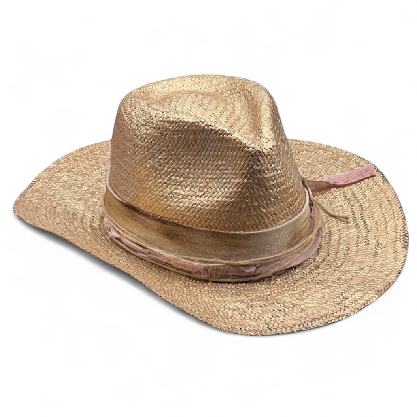 Gold Cowboy Straw Hat | Summer Boho Hat for Women