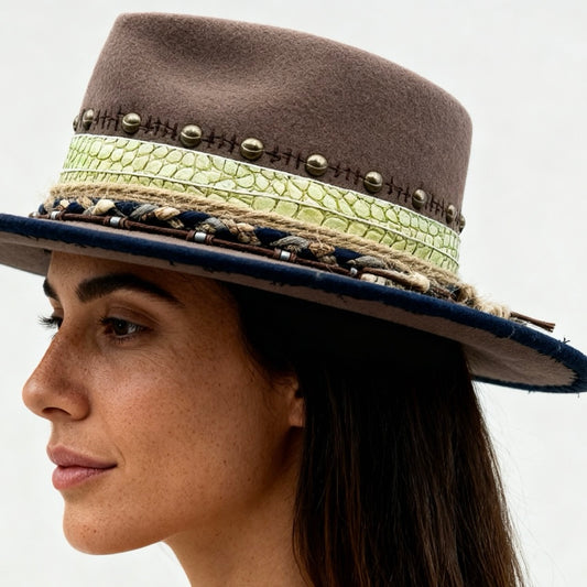 The Guatapé Hat – Bohemian Spirit Fedora – handmade handmade felt fedora hat by artisan Ruby Cantero | Pokijomba Hats