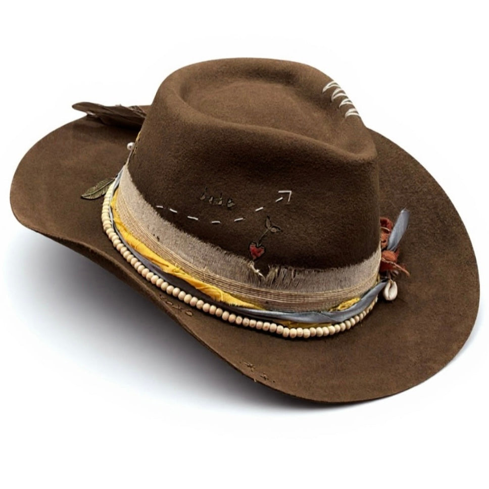 Alive – Brown Felt Cowboy Hat | Western Bohemian Wool Hat for Women & Men