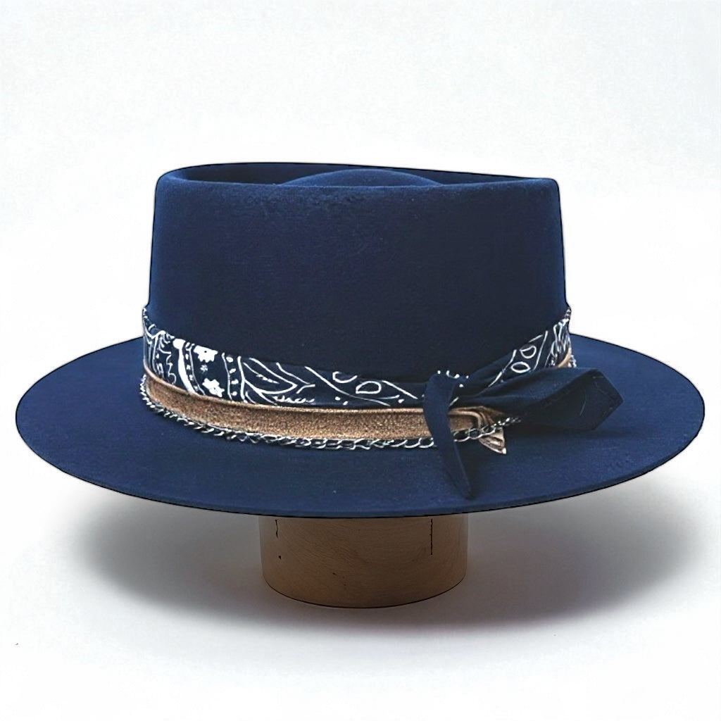 Marcus – Western Bandana Round Crown Hat | Wool Felt Handmade Hat