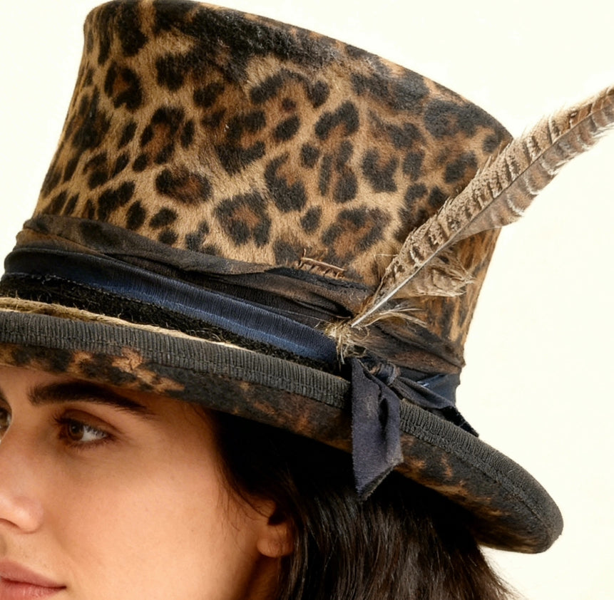 Safari – Leopard Print Wool Felt Top Hat