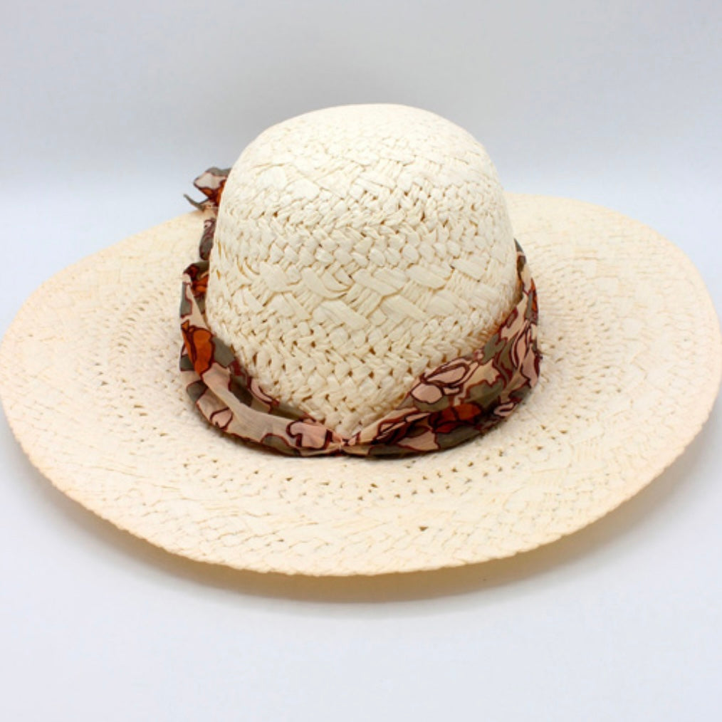 The Capri — Wide Brim Floppy Straw Hat | Floral… – handcrafted straw hat made in Italy, detail view 8 | Pokijomba Hats