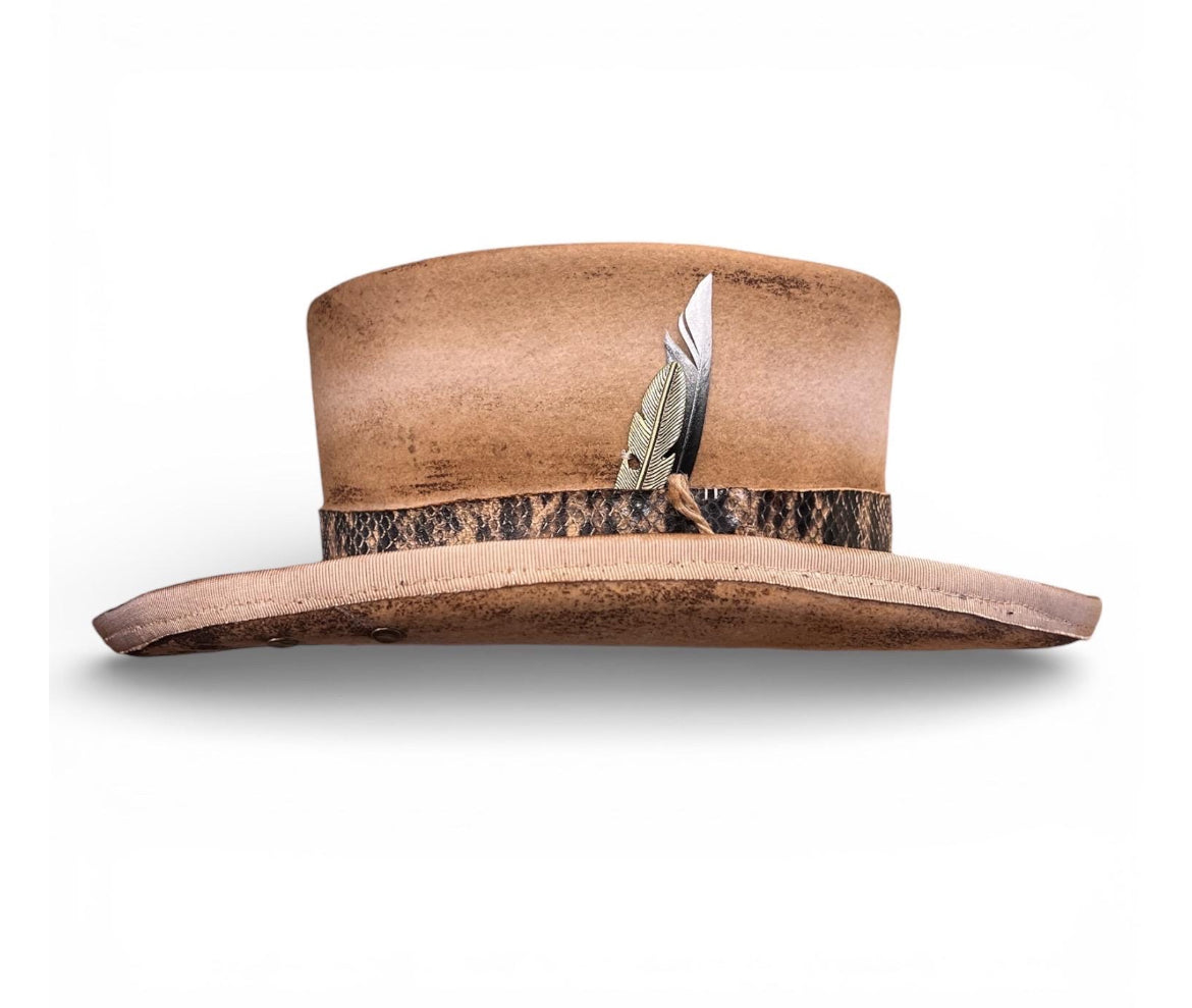 In Stock– Steampunk Wool Felt Low Top Hat For Men and Women