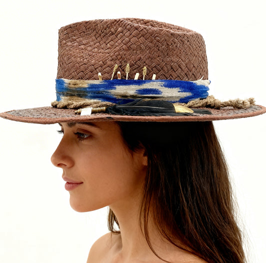 Galaxy – Straw Fedora Hat – handmade straw fedora hat by artisan Ruby Cantero | Pokijomba Hats