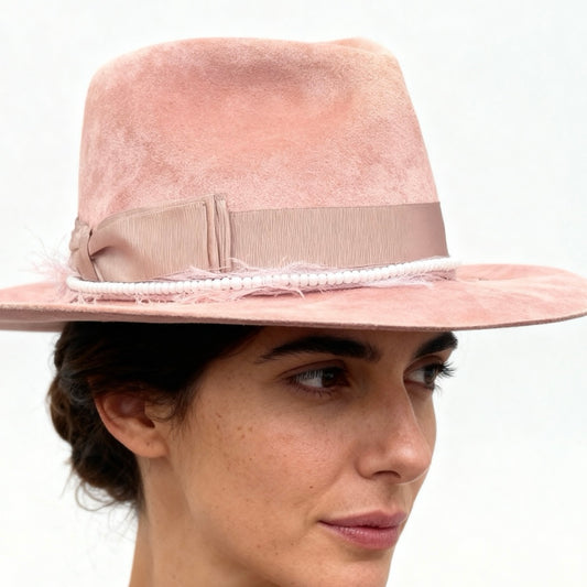 The Cotton Candy – Romantic Cowboy Felt Hat – handmade wool felt cowboy hat by artisan Ruby Cantero | Pokijomba Hats