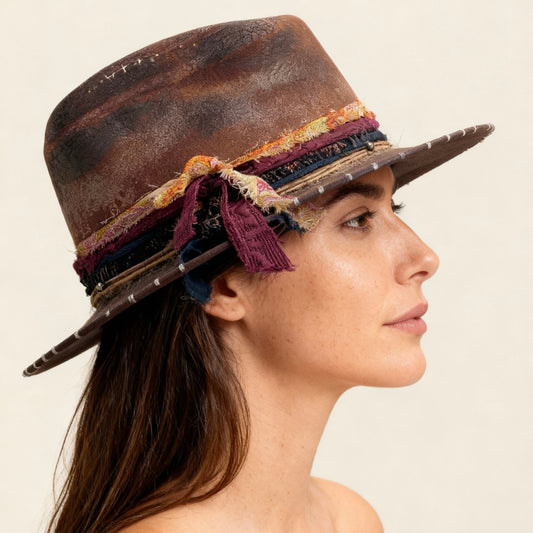 Bohemian Silhouettes Hat – Rare Western Crown – handmade felt cowboy hat | Pokijomba Hats