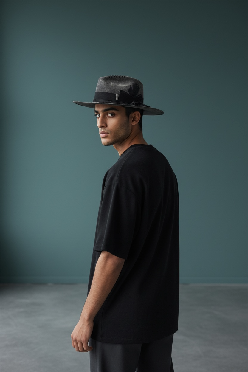 Heat Waves Tie-Dye Felt Hat | Handmade Wool Fedora with Boho Details | Unisex Artisan Hat