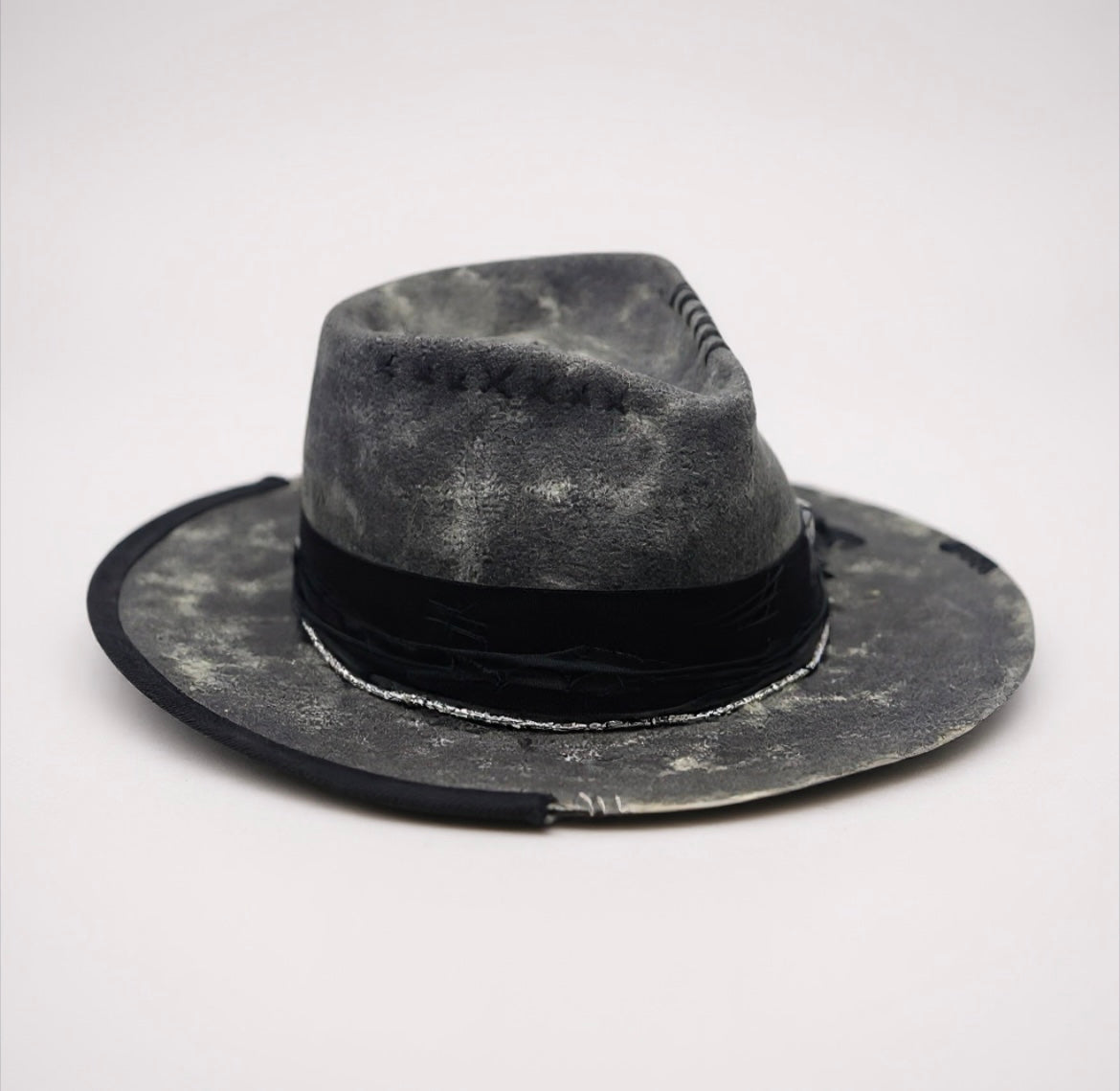 Heat Waves Tie-Dye Felt Hat | Handmade Wool Fedora with Boho Details | Unisex Artisan Hat