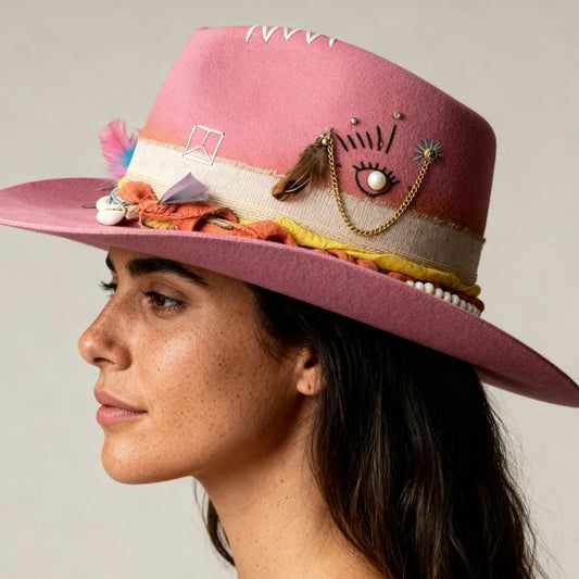 Alive – Pink Felt Cowboy Hat | Western Bohemian Wool Hat for Women & Men