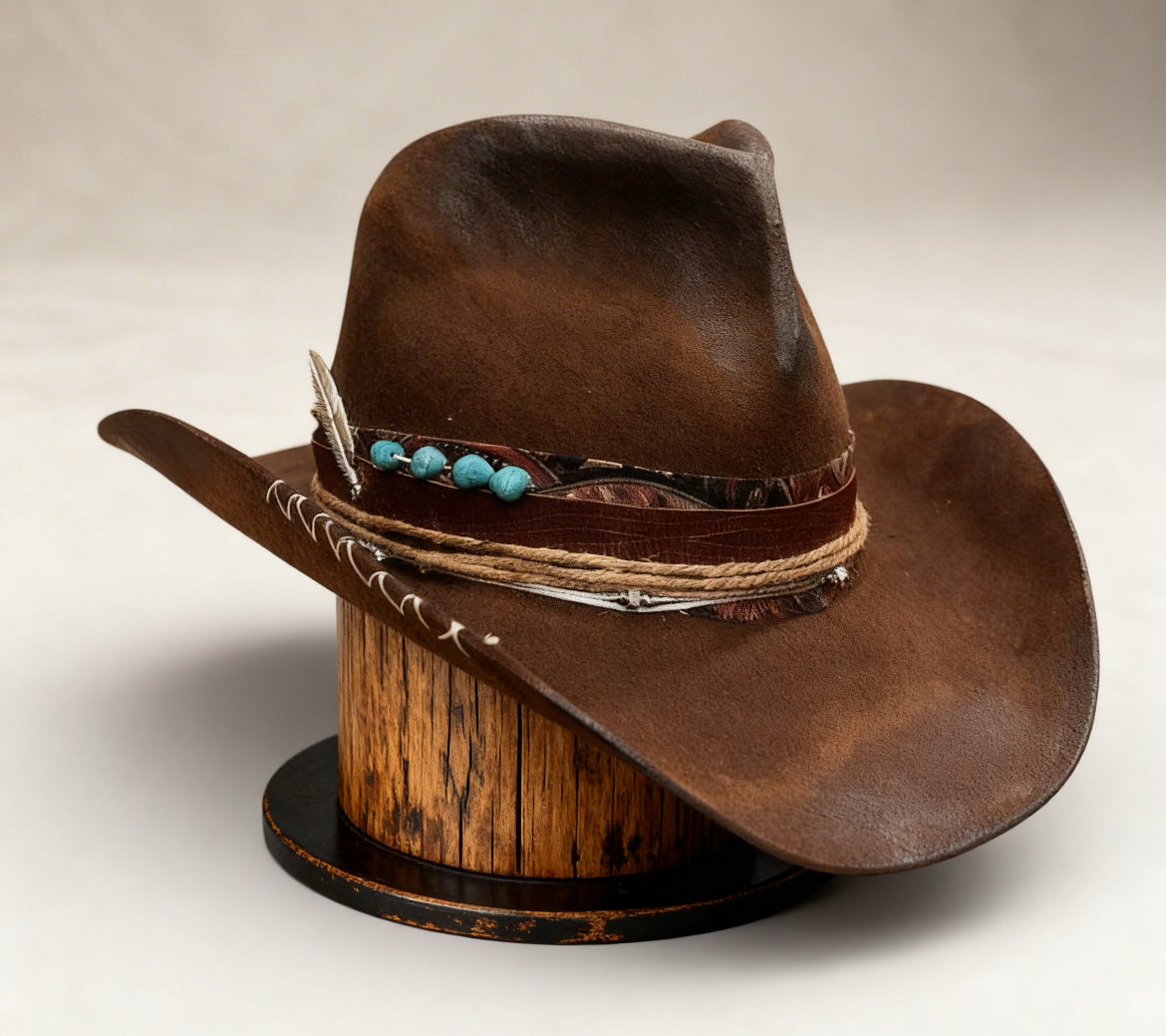 The Apache Western Hat– Bohemian High Crown Wool… | Pokijomba Hats