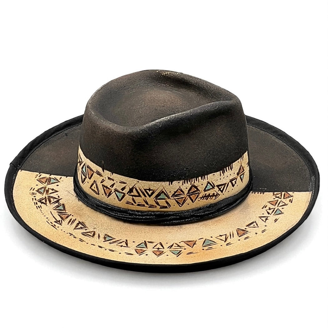 Black & White Fedora – Ojos del Sol – Boho Chic Felt Hat
