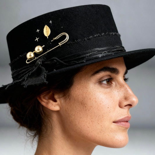 Shadows of Sunset – Statement Round Crown Wool Felt Hat – wool felt hat | Pokijomba Hats