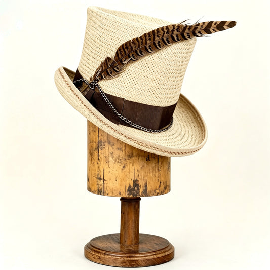 Beige Straw Top Hat – Elegant Summer Top Hat