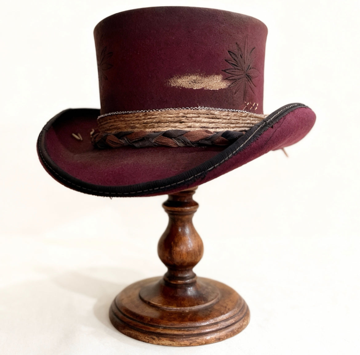 Red Opal – Burgundy Wool Felt Low Top Hat
