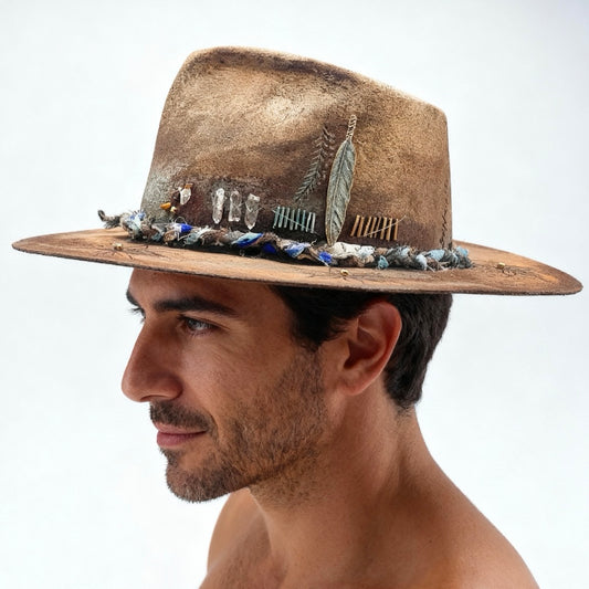 Flowers – Mystic Amulet Felt Hat – Handmade… – handmade wool felt fedora hat by artisan Ruby Cantero | Pokijomba Hats