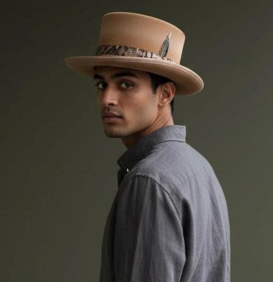 In Stock– Steampunk Wool Felt Low Top Hat For Men and Women