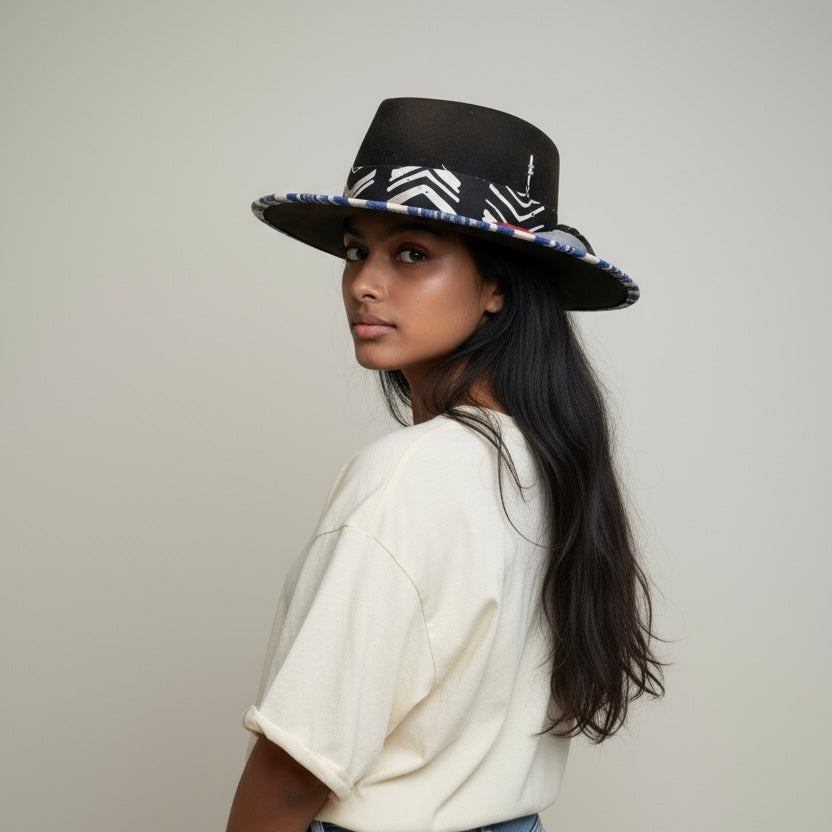 The Boho Rocker – Black Wool Felt Hat