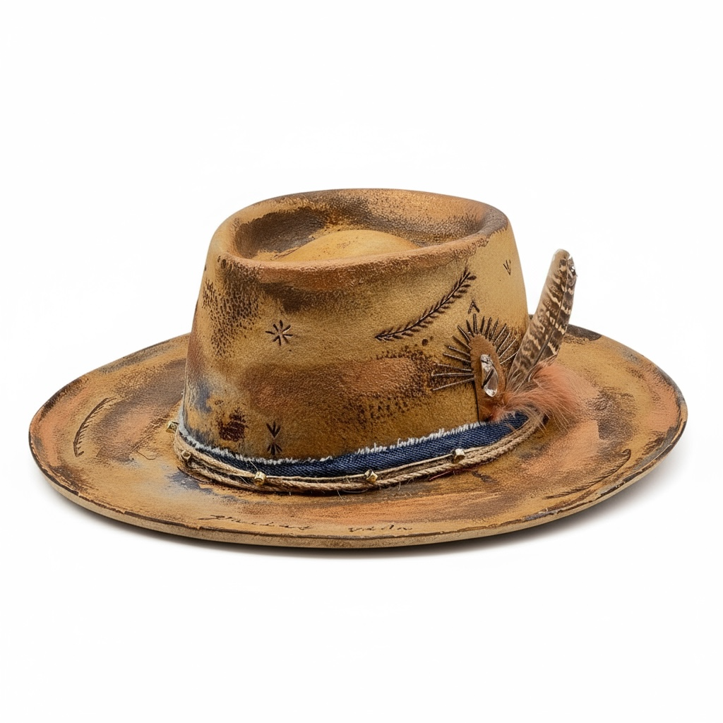 Gracias Vida Bohemian Round Crown Felt Hat – Stylish Handmade Hat