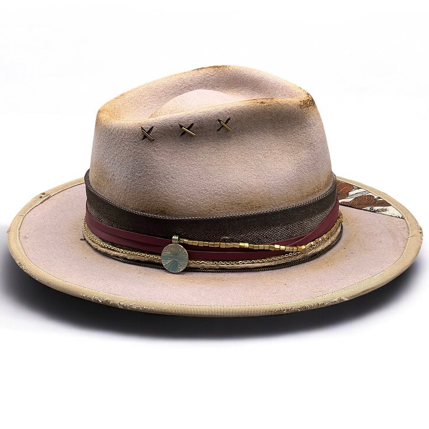 Vintage Style Wool Felt Fedora Hat with Printed Underbrim – Andrea II –