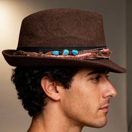 Bohemian Wool Fedora Hat – Short Brim Collection – wool felt fedora hat | Pokijomba Hats