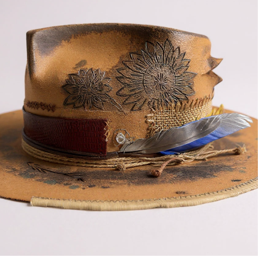 Rare Vintage Felt Hat – Sunflower Bloom – The Burning Man Hat