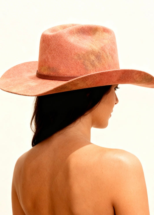 Shine baby in Coral– Western Cowboy Hat – handmade handmade felt cowboy hat by artisan Ruby Cantero | Pokijomba Hats