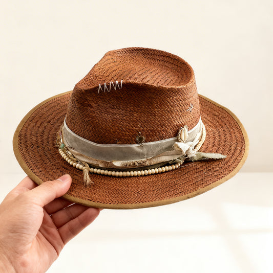 Mykonos – Straw Fedora Hat – handmade straw fedora hat by artisan Ruby Cantero | Pokijomba Hats