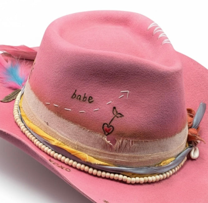 Alive – Pink Felt Cowboy Hat | Western Bohemian Wool Hat for Women & Men