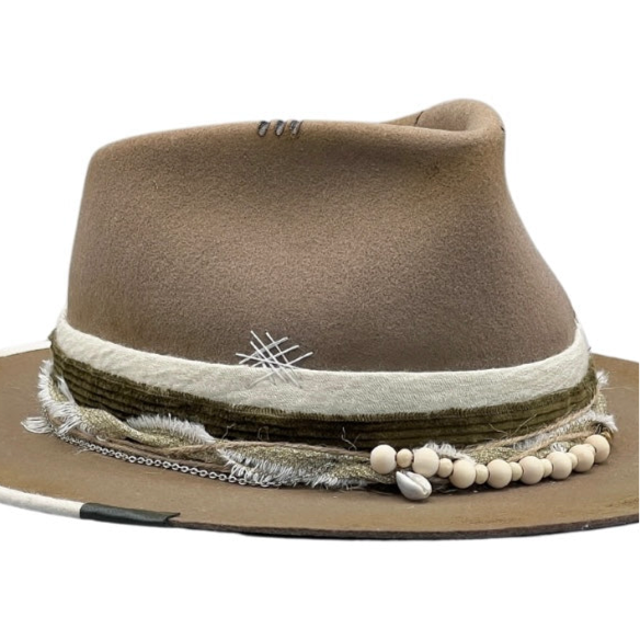 The Mantaro Fedora – Modern Nomad Wool Felt Hat – handmade wool felt fedora hat by artisan Ruby Cantero, detail view 7 | Pokijomba Hats