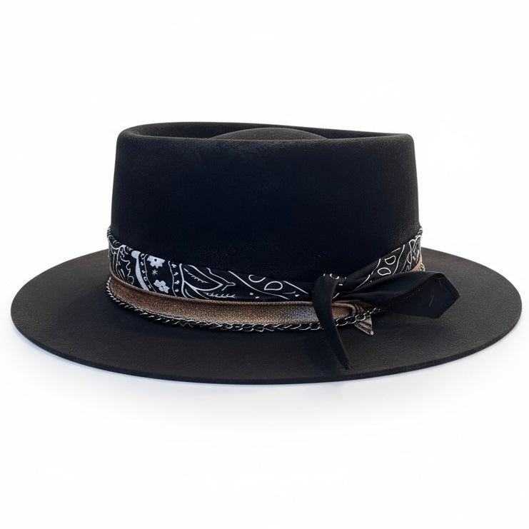 Marcus – Western Bandana Round Crown Hat | Wool Felt Handmade Hat