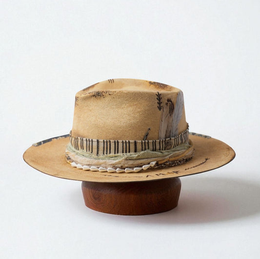 All You Need Is AMOR Fedora – Handmade Felt Hat… – wool felt wide brim hat, detail view 5 | Pokijomba Hats
