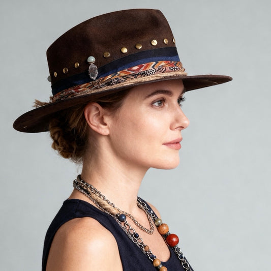 Indie – Rock Boho Style Felt Hat – handmade wool felt fedora hat by artisan Ruby Cantero | Pokijomba Hats