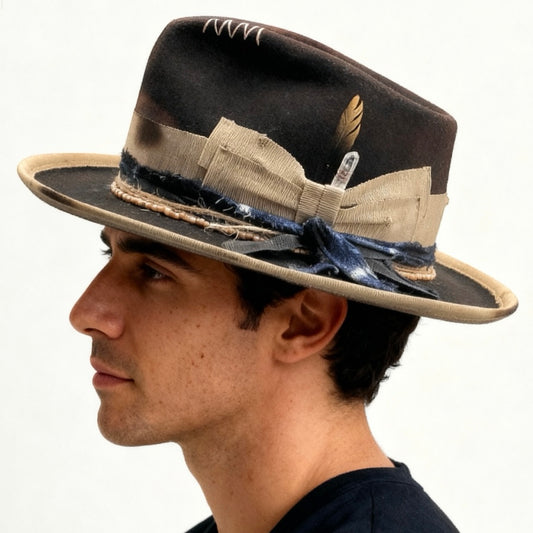 “Spark” Modern Elegance Hat – Black – handmade handmade felt hat by artisan Ruby Cantero | Pokijomba Hats