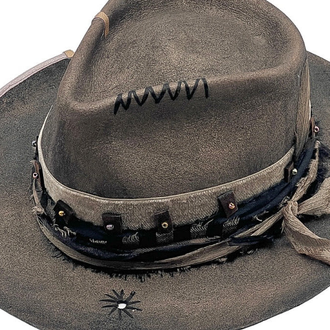 Shak – The leather Effect Statement Hat – Bohemian Elegant Fedora