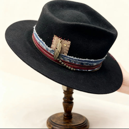 Kora – Black Wool Felt Fedora Bat – The Bohemian