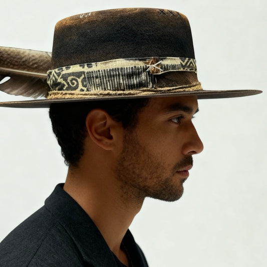 The Carolina – Black Bohemian Felt Hat – handmade wool felt fedora hat by artisan Ruby Cantero | Pokijomba Hats