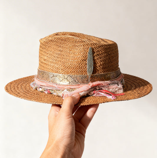 Carmeta – Straw Fedora Hat – handmade straw fedora hat by artisan Ruby Cantero | Pokijomba Hats