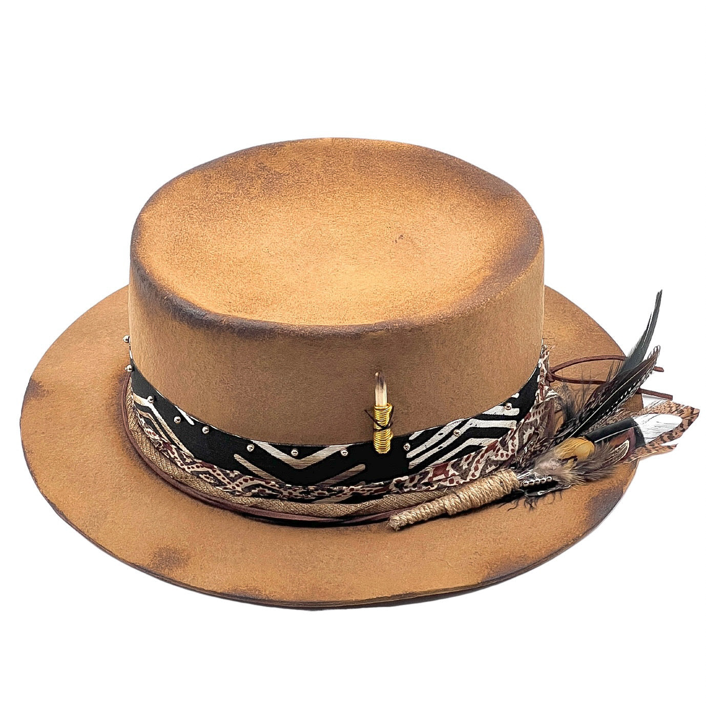 Dune – Wool Felt Bolero Hat – handmade wool felt hat by artisan Ruby Cantero, detail view 12 | Pokijomba Hats