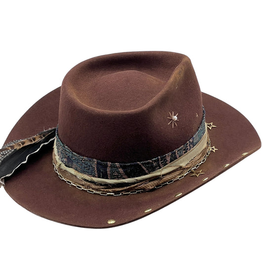 We belong to the STARS – Wool Felt Hat – handmade wool felt hat by artisan Ruby Cantero, detail view 11 | Pokijomba Hats