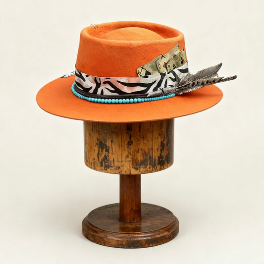 La Brujería Rare Vintage Felt Hat – Handmade Round Crown Rock Boho Style