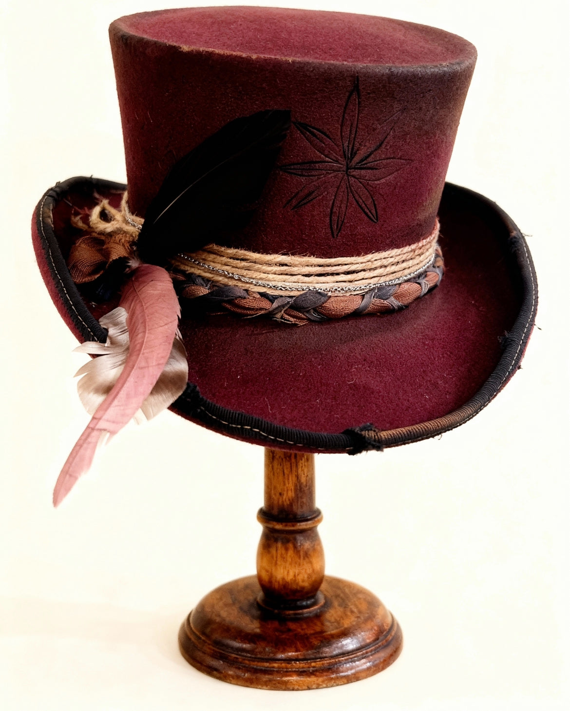 Red Opal – Burgundy Wool Felt Low Top Hat