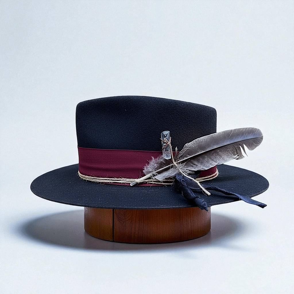 The Arizona Burgundy – Ethnic Bohemian Style Felt Fedora Hat