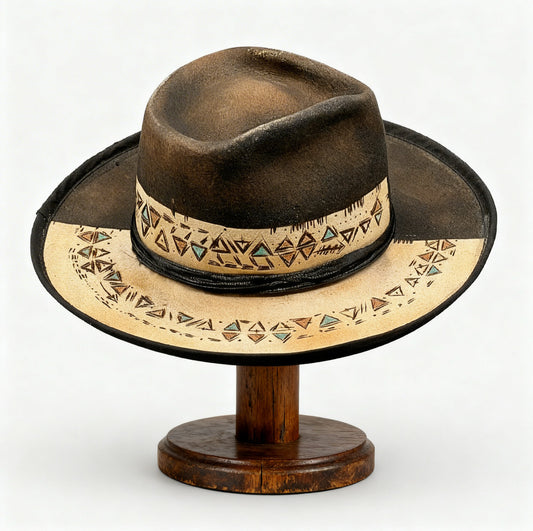 Black & White Fedora – Ojos del Sol – Boho Chic Felt Hat