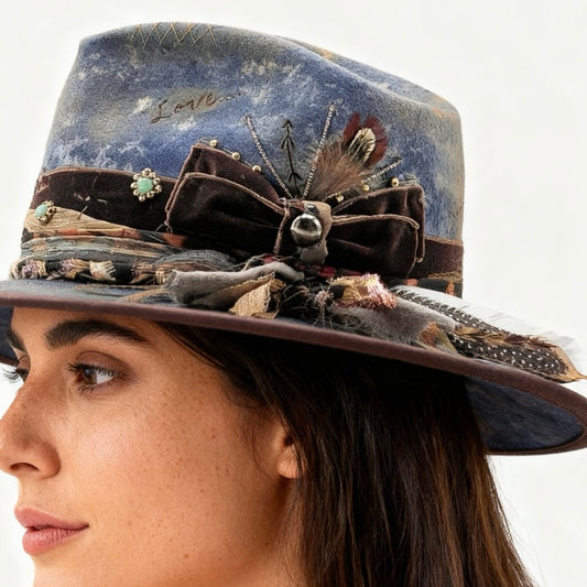 Love Is the Reason – Boho Chic Indigo Dyed Fedora Hat