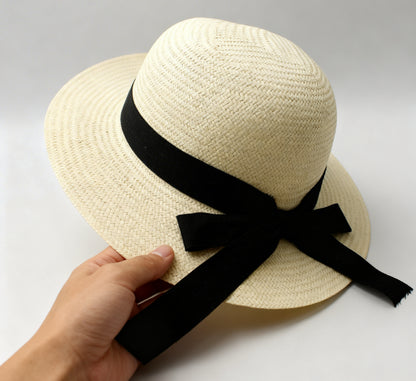 The Saint-Tropez — Wide Brim Cream Straw Hat |… – handcrafted straw hat made in Italy, detail view 2 | Pokijomba Hats