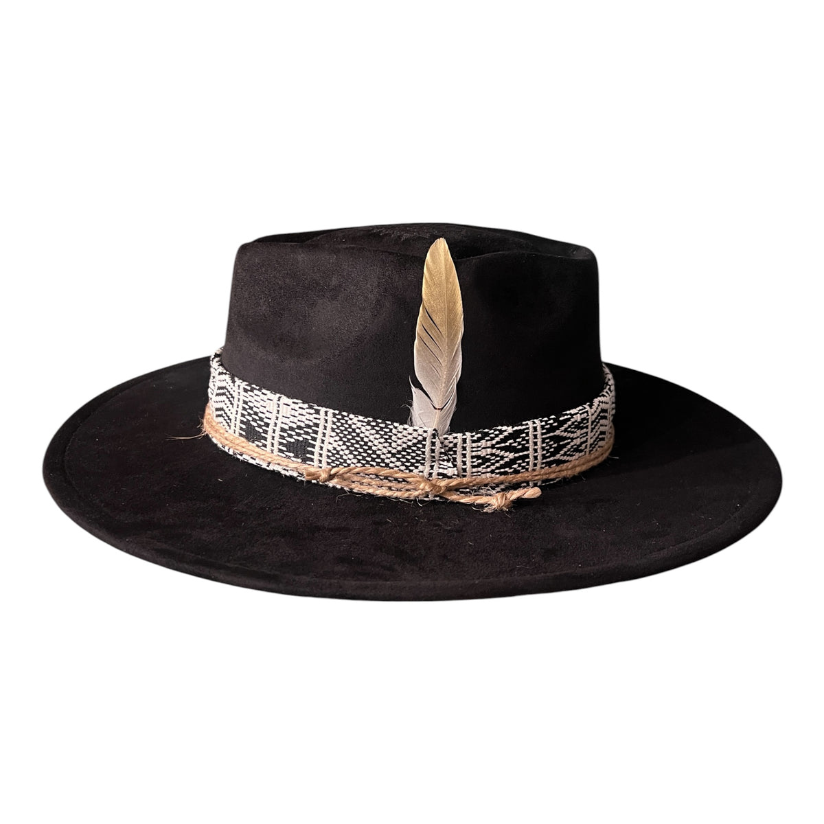 The Sentinel – Wide Brim Suede Fedora Hat in Black