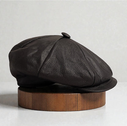 Newsboy Voluminous Cap – Peaky Blinders 100% Genuine Leather Baker Hat – Vintage Gangster Men’s Headwear